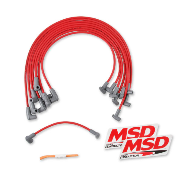 MSD-35599 Super Conductor 8.5mm Spark Plug Wire Set, Small Block Chevy with HEI Cap