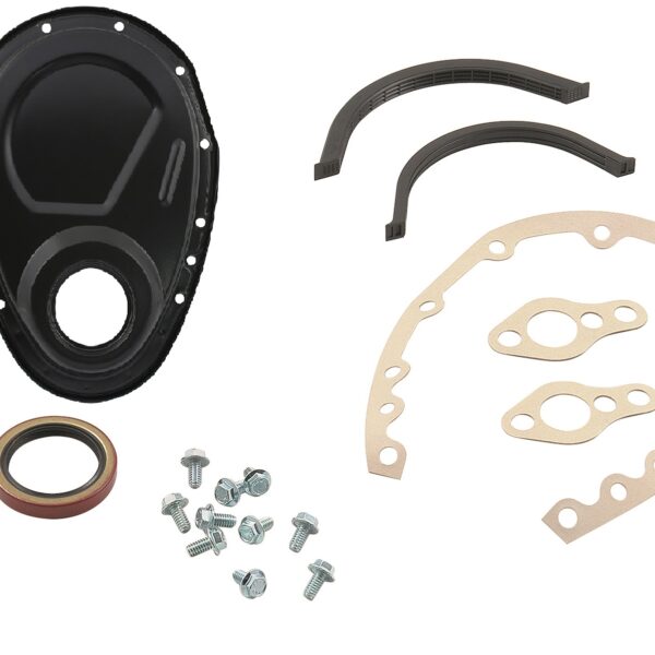 Mr. Gasket MRG-4590BP Timing Cover Kit - Flat Black - Small Block Chevy