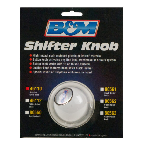 B&M BMM-46110 White Shifter Knob