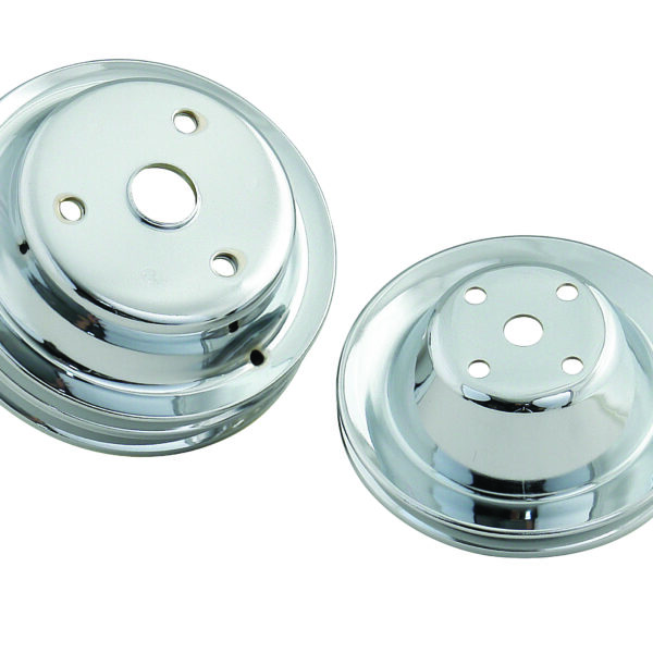 Mr. Gasket MRG-4962 Chrome Pulley Set - Single Groove Upper, Double Groove Lower
