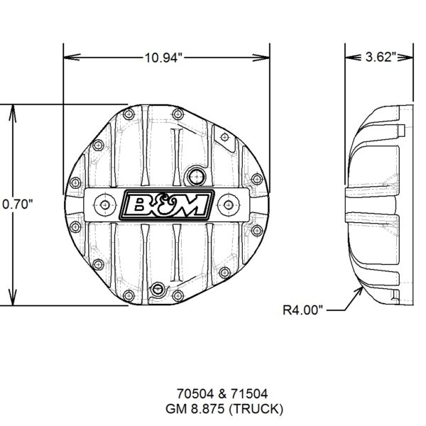 B&M BMM-71504 Hi-Tek Aluminum Differential Cover for GM 8.875-inch 12-bolt Truck - Black